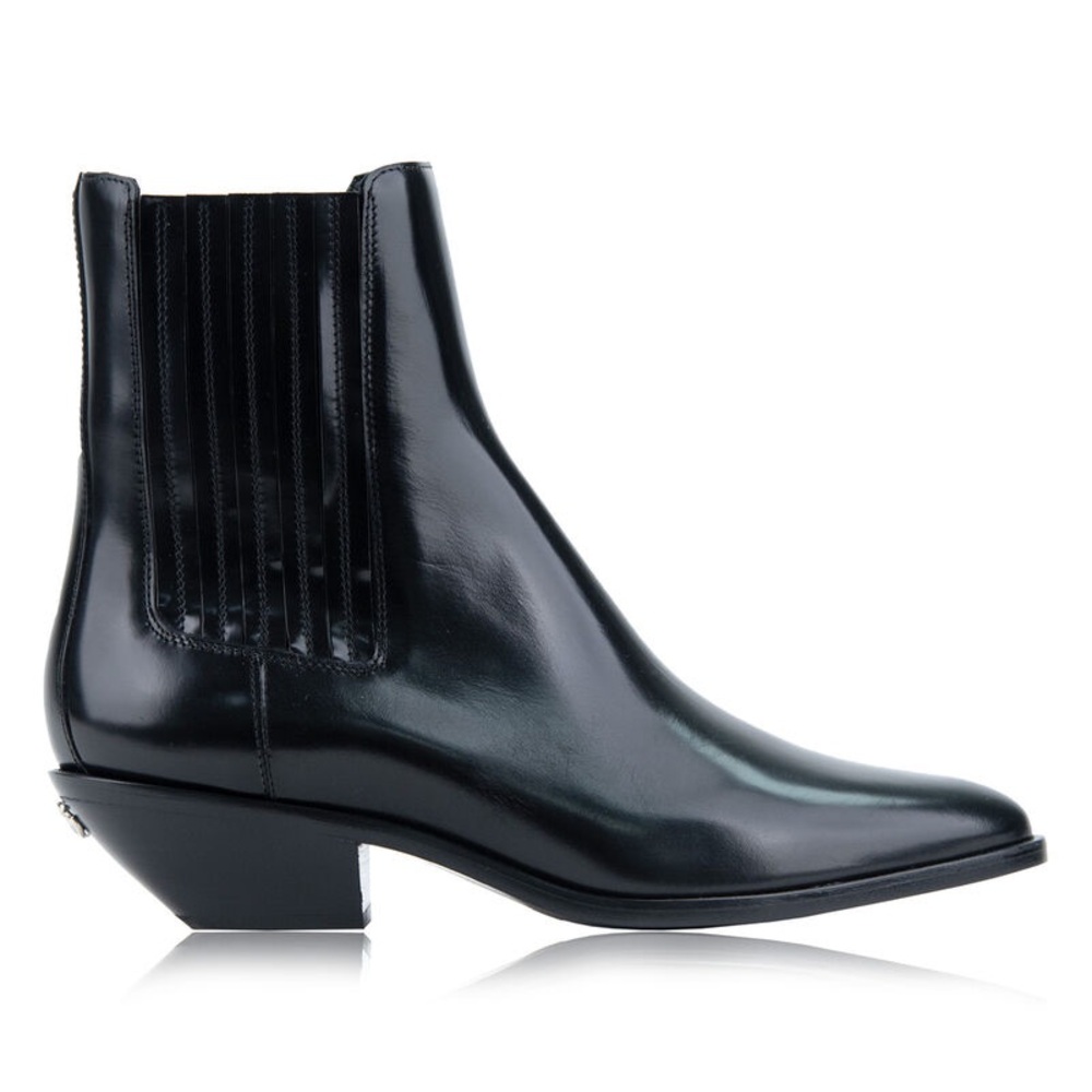 NWOT Dolce Gabbana Leather Black Western Cowboy Ankle Bootie Boot